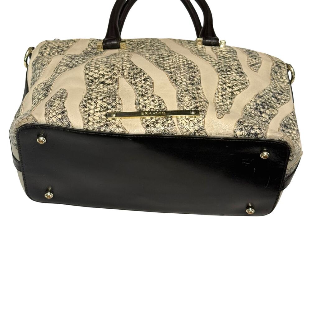 Brahmin Duxbury Creme Solymar Satchel in Tan/Brown - Croc-Embossed Leather - Picture 4 of 9